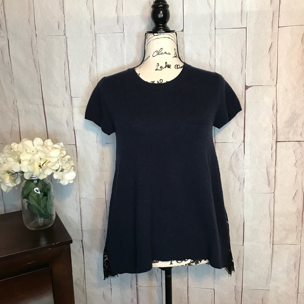 CLEARANCE! Autumn Cashmere Women's Size Small Sweater Cashmere Lace Back Short